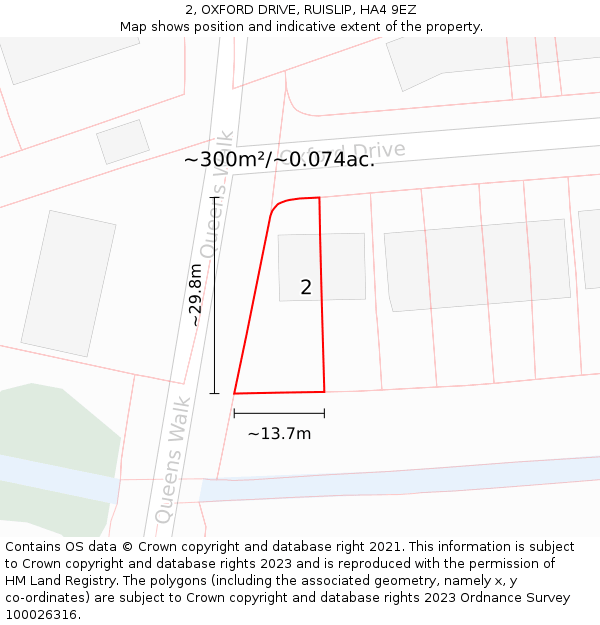 2, OXFORD DRIVE, RUISLIP, HA4 9EZ: Plot and title map