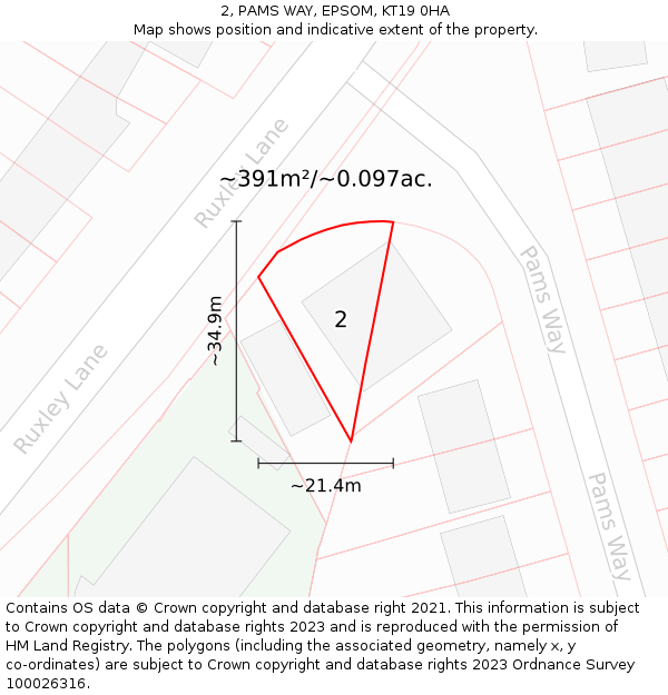 2, PAMS WAY, EPSOM, KT19 0HA: Plot and title map