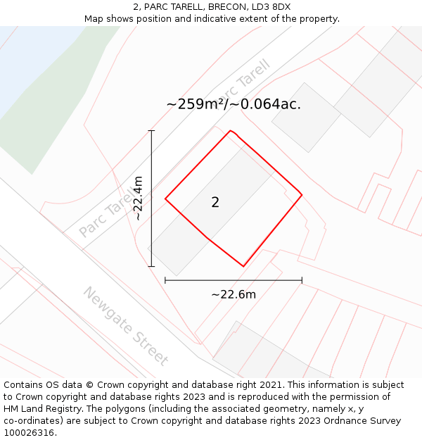 2, PARC TARELL, BRECON, LD3 8DX: Plot and title map