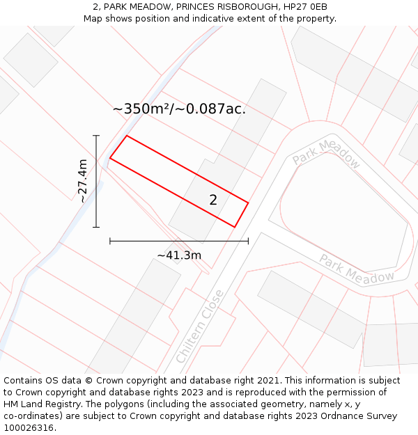 2, PARK MEADOW, PRINCES RISBOROUGH, HP27 0EB: Plot and title map