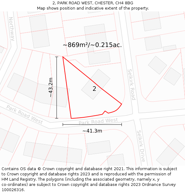 2, PARK ROAD WEST, CHESTER, CH4 8BG: Plot and title map