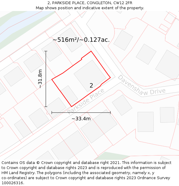 2, PARKSIDE PLACE, CONGLETON, CW12 2FR: Plot and title map