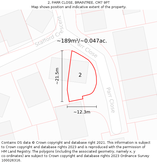 2, PARR CLOSE, BRAINTREE, CM7 9PT: Plot and title map