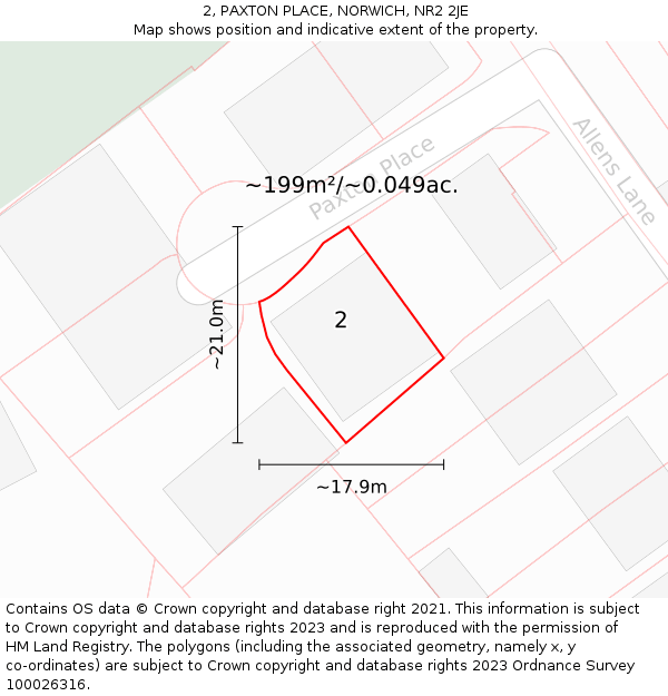 2, PAXTON PLACE, NORWICH, NR2 2JE: Plot and title map