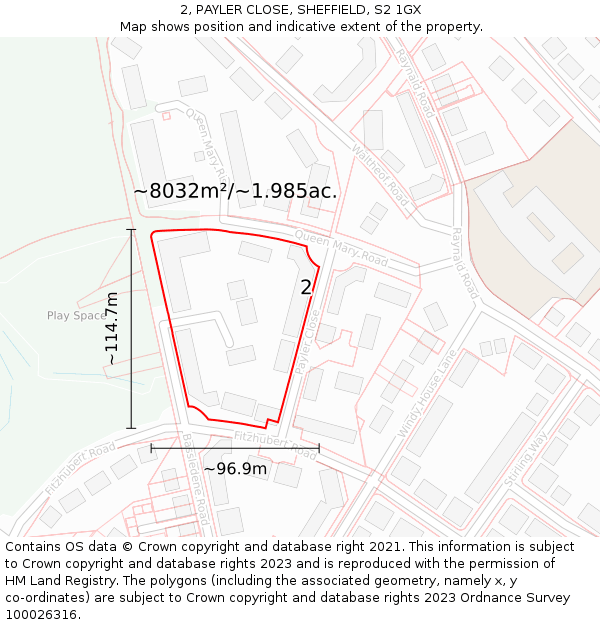 2, PAYLER CLOSE, SHEFFIELD, S2 1GX: Plot and title map