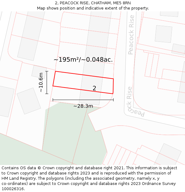 2, PEACOCK RISE, CHATHAM, ME5 8RN: Plot and title map