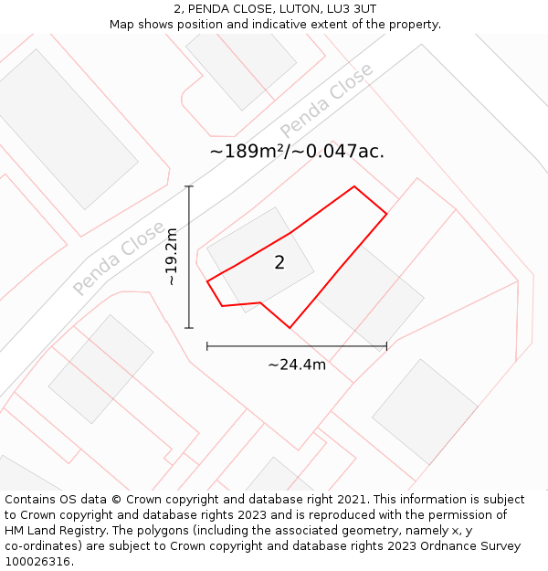 2, PENDA CLOSE, LUTON, LU3 3UT: Plot and title map
