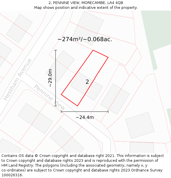 2, PENNINE VIEW, MORECAMBE, LA4 4QB: Plot and title map