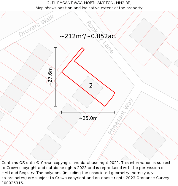 2, PHEASANT WAY, NORTHAMPTON, NN2 8BJ: Plot and title map