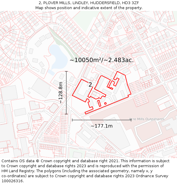 2, PLOVER MILLS, LINDLEY, HUDDERSFIELD, HD3 3ZF: Plot and title map