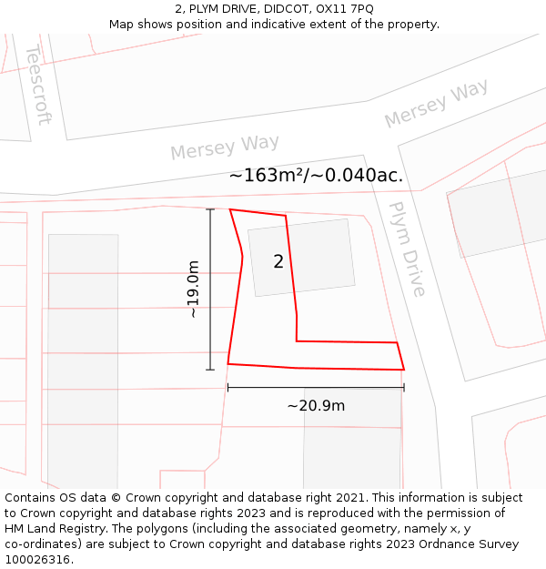 2, PLYM DRIVE, DIDCOT, OX11 7PQ: Plot and title map