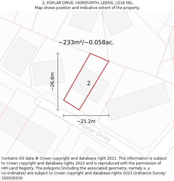 2, POPLAR DRIVE, HORSFORTH, LEEDS, LS18 5EL: Plot and title map