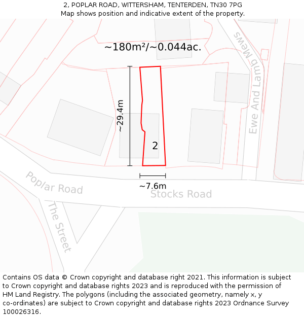 2, POPLAR ROAD, WITTERSHAM, TENTERDEN, TN30 7PG: Plot and title map