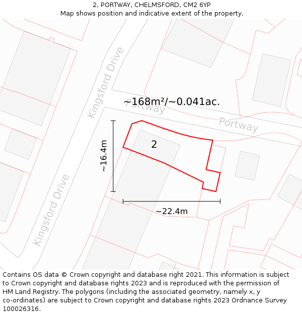 2, PORTWAY, CHELMSFORD, CM2 6YP: Plot and title map