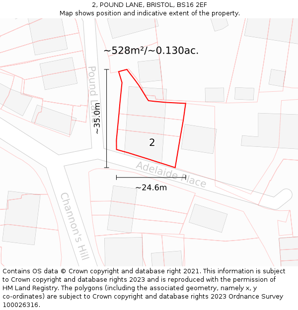 2, POUND LANE, BRISTOL, BS16 2EF: Plot and title map
