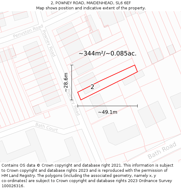 2, POWNEY ROAD, MAIDENHEAD, SL6 6EF: Plot and title map