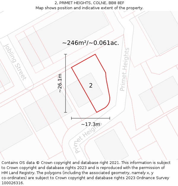 2, PRIMET HEIGHTS, COLNE, BB8 8EF: Plot and title map