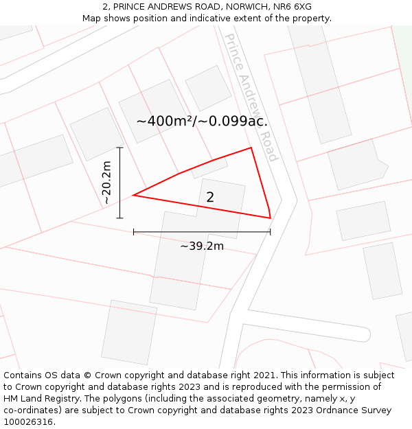 2, PRINCE ANDREWS ROAD, NORWICH, NR6 6XG: Plot and title map