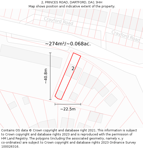 2, PRINCES ROAD, DARTFORD, DA1 3HH: Plot and title map
