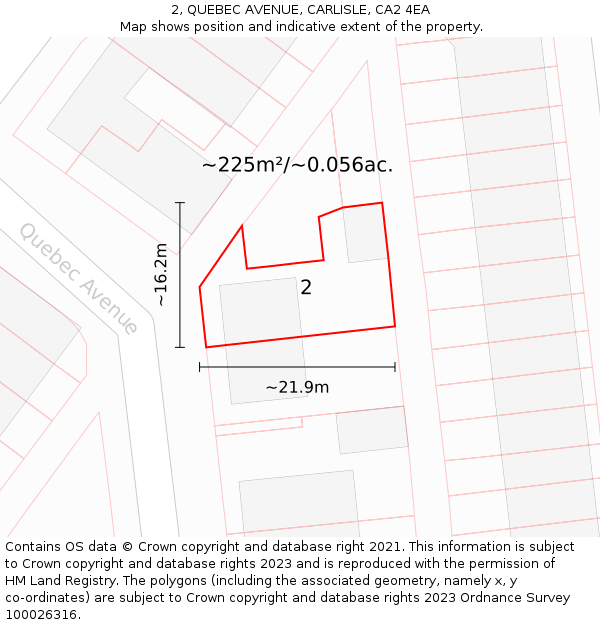 2, QUEBEC AVENUE, CARLISLE, CA2 4EA: Plot and title map