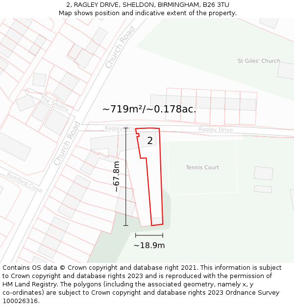 2, RAGLEY DRIVE, SHELDON, BIRMINGHAM, B26 3TU: Plot and title map