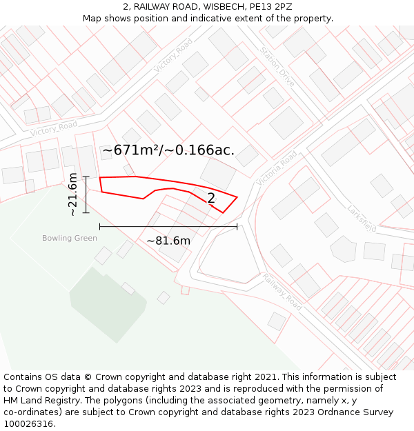 2, RAILWAY ROAD, WISBECH, PE13 2PZ: Plot and title map