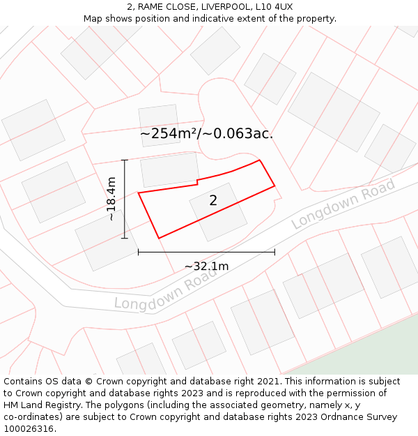 2, RAME CLOSE, LIVERPOOL, L10 4UX: Plot and title map