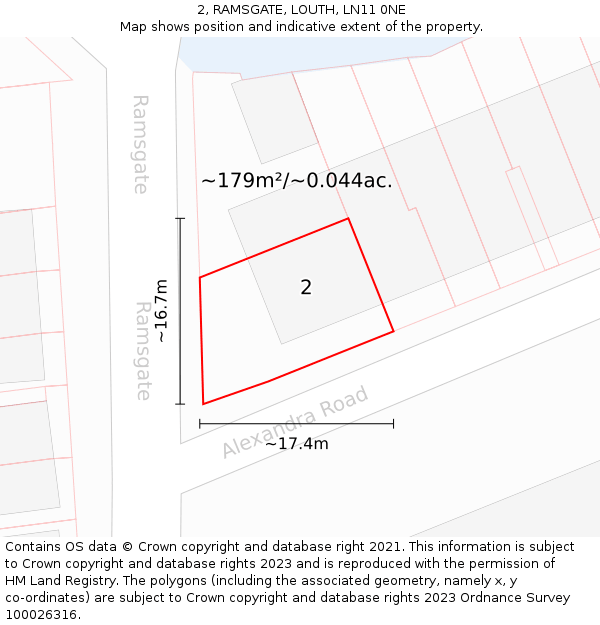 2, RAMSGATE, LOUTH, LN11 0NE: Plot and title map