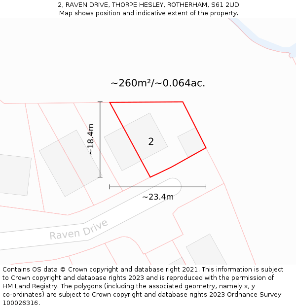 2, RAVEN DRIVE, THORPE HESLEY, ROTHERHAM, S61 2UD: Plot and title map