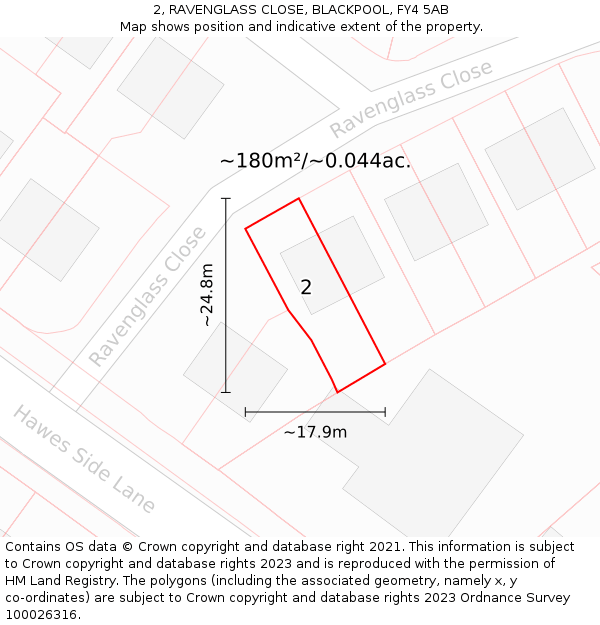 2, RAVENGLASS CLOSE, BLACKPOOL, FY4 5AB: Plot and title map