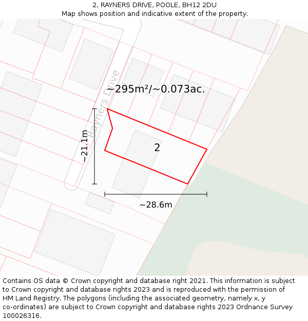 2, RAYNERS DRIVE, POOLE, BH12 2DU: Plot and title map