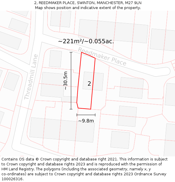 2, REEDMAKER PLACE, SWINTON, MANCHESTER, M27 9LN: Plot and title map