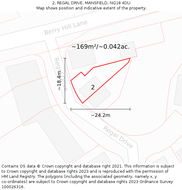 2, REGAL DRIVE, MANSFIELD, NG18 4DU: Plot and title map