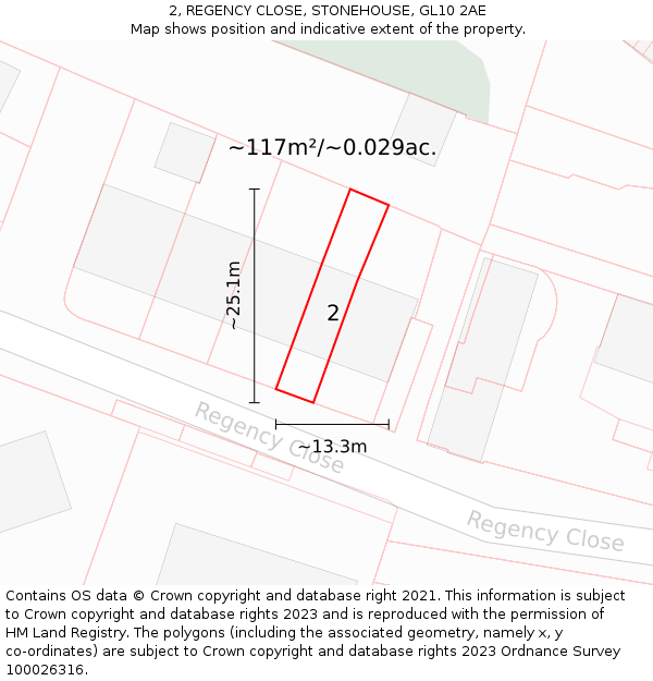 2, REGENCY CLOSE, STONEHOUSE, GL10 2AE: Plot and title map