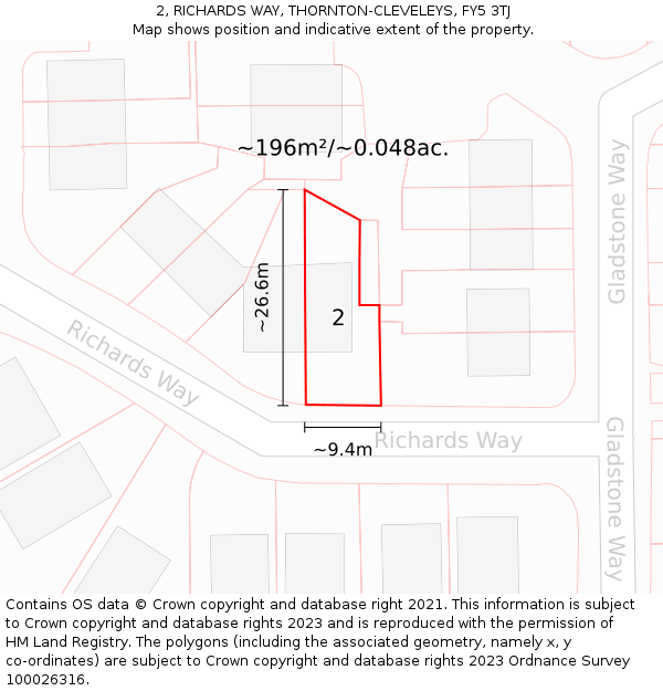 2, RICHARDS WAY, THORNTON-CLEVELEYS, FY5 3TJ: Plot and title map