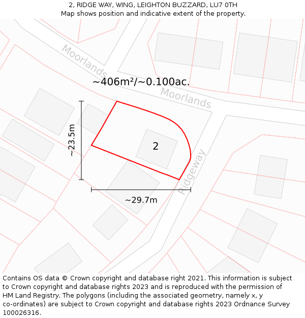 2, RIDGE WAY, WING, LEIGHTON BUZZARD, LU7 0TH: Plot and title map