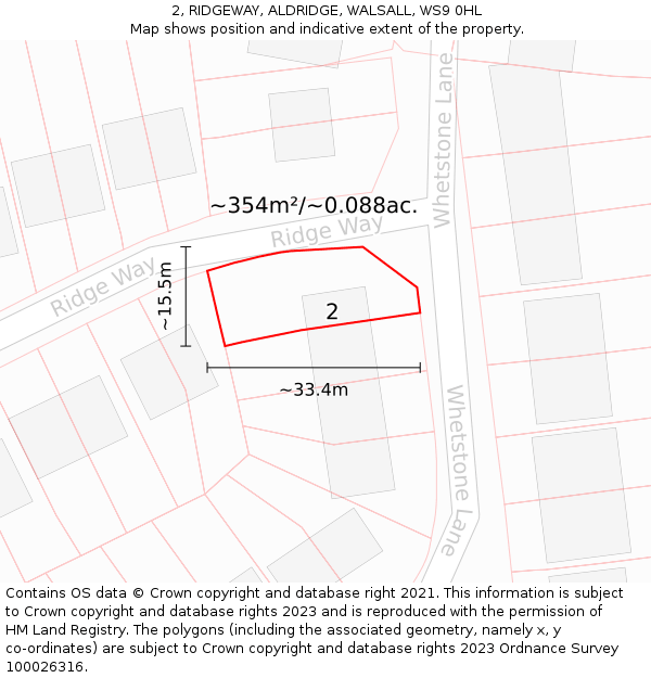 2, RIDGEWAY, ALDRIDGE, WALSALL, WS9 0HL: Plot and title map