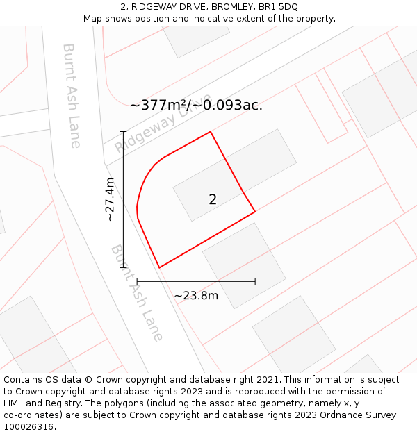 2, RIDGEWAY DRIVE, BROMLEY, BR1 5DQ: Plot and title map