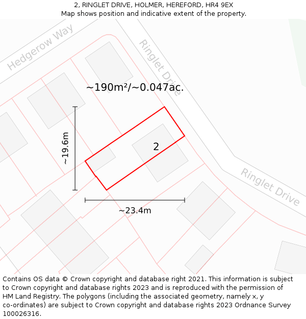 2, RINGLET DRIVE, HOLMER, HEREFORD, HR4 9EX: Plot and title map