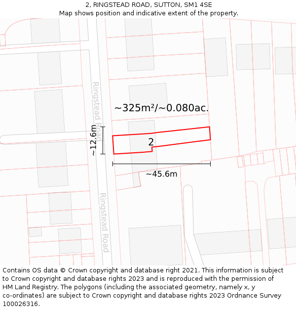 2, RINGSTEAD ROAD, SUTTON, SM1 4SE: Plot and title map