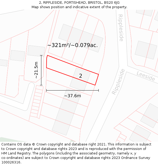 2, RIPPLESIDE, PORTISHEAD, BRISTOL, BS20 6JG: Plot and title map