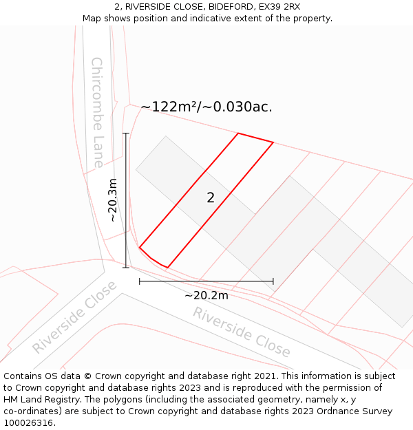 2, RIVERSIDE CLOSE, BIDEFORD, EX39 2RX: Plot and title map