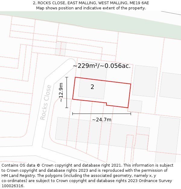 2, ROCKS CLOSE, EAST MALLING, WEST MALLING, ME19 6AE: Plot and title map