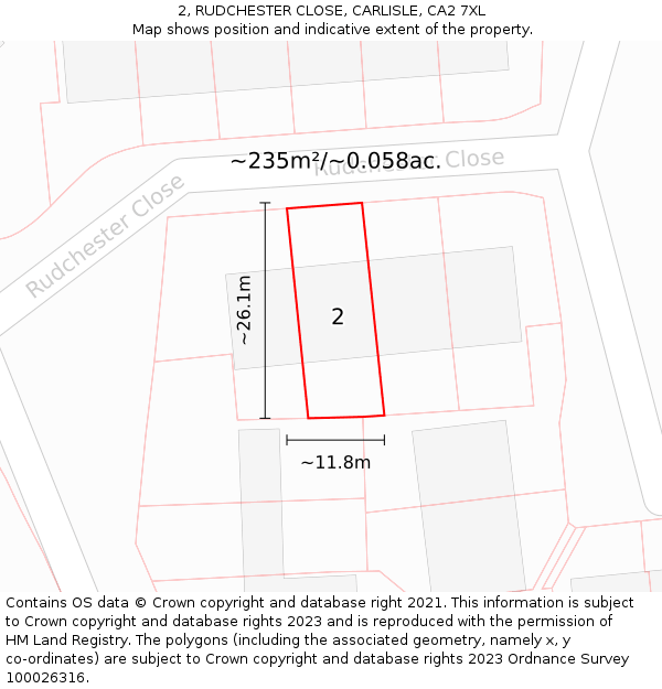 2, RUDCHESTER CLOSE, CARLISLE, CA2 7XL: Plot and title map