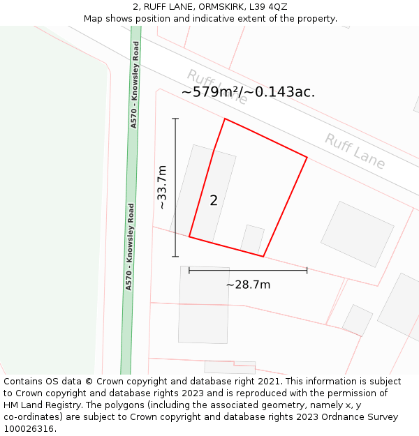 2, RUFF LANE, ORMSKIRK, L39 4QZ: Plot and title map
