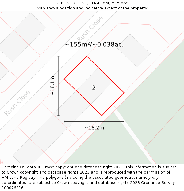 2, RUSH CLOSE, CHATHAM, ME5 8AS: Plot and title map