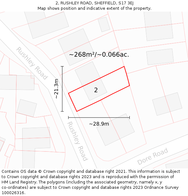 2, RUSHLEY ROAD, SHEFFIELD, S17 3EJ: Plot and title map