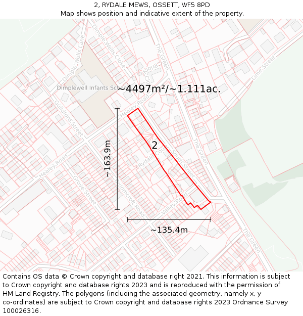 2, RYDALE MEWS, OSSETT, WF5 8PD: Plot and title map