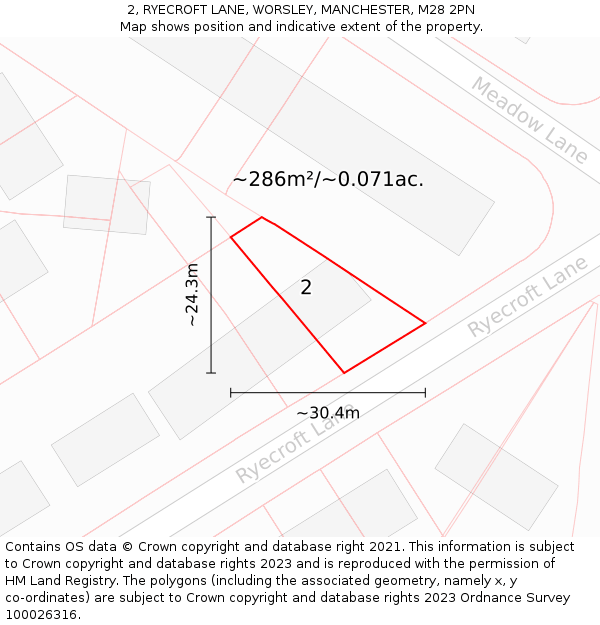 2, RYECROFT LANE, WORSLEY, MANCHESTER, M28 2PN: Plot and title map