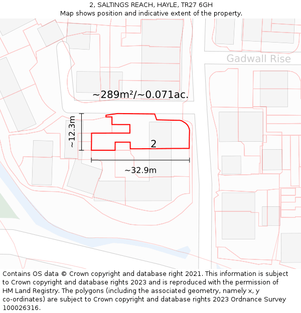 2, SALTINGS REACH, HAYLE, TR27 6GH: Plot and title map